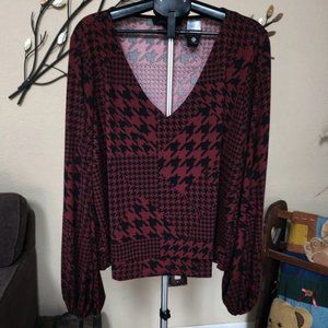 NWT Ashley Stewart sz 22 / 24 houndstooth print blouse